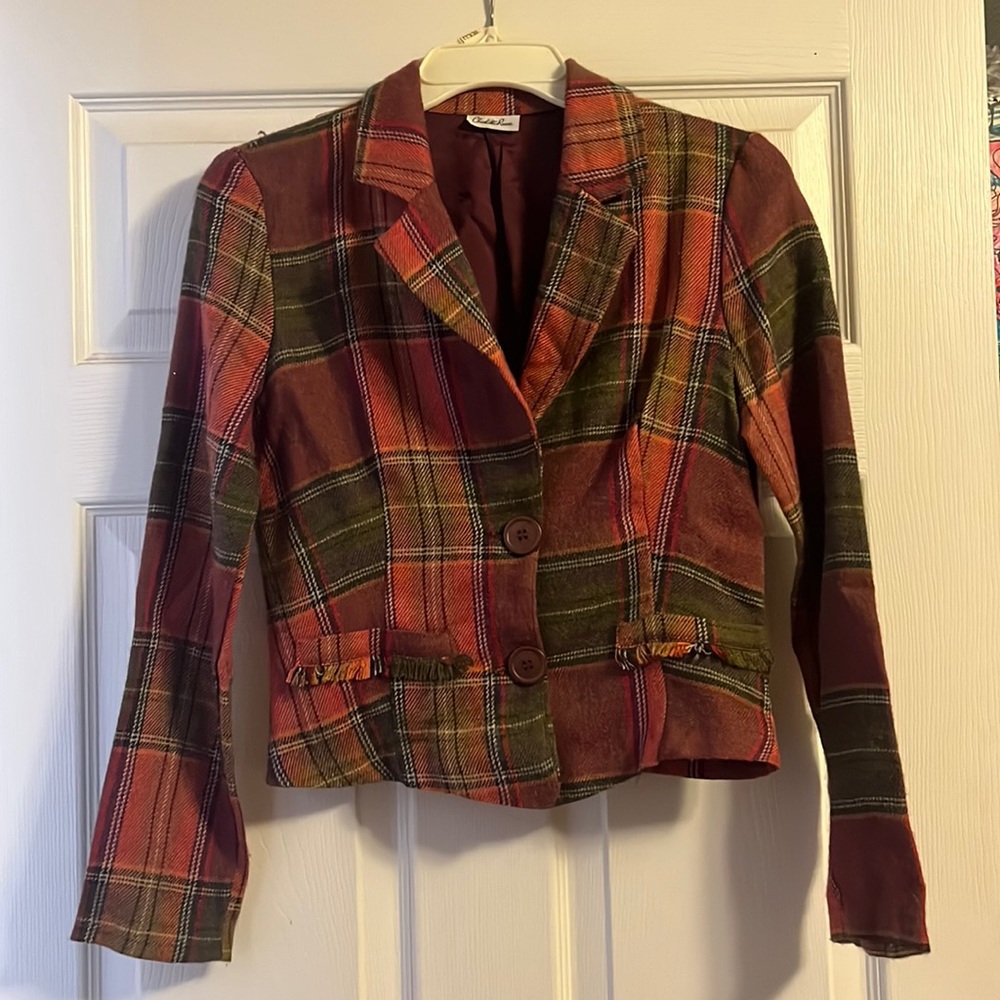 Charlotte Russe, checkered fall blazer, side S